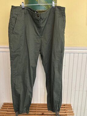 DKNYC 16W Womens Green Cargo Pants 16W Drawstring Hem Cotton Blend